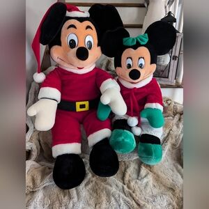 DISNEY PLUSH MICKEY MOUSE & MINNIE MOUSE-SANTA & MRS. CLAUS 24"-32" CHRISTMAS